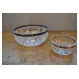 Two Crystal Bowls Accented With Silver Plate Trim