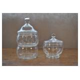 Glass Jar Set, Princess House Etched Floral Patter Glass Jar Set, Princess House Etched Floral Patter