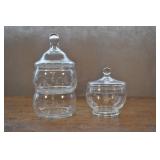 Glass Jar Set, Princess House Etched Floral Patter