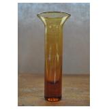 Blown Glass Vase, Amber Yellow, Heavy Bottom