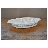 Pyrex Black Scroll Casserole Dish, Divided 1 1/2 Pyrex Black Scroll Casserole Dish, Divided 1 1/2