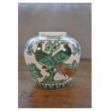 Hand Painted Goldimari Peacock Vase, Mcm Hand Painted Goldimari Peacock Vase, Mcm