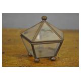 Display Box, Glass And Brass Pentagon,