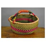 Woven Basket, Wrapped Wicker Coil, 14"h X 15"w