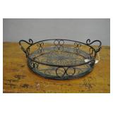 Serving Tray, Twisted Iron And Glass, 14" Round