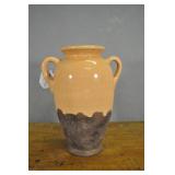 Urn, Ceramic, 14"h X 11"w, Beige And Brown