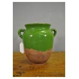 Urn, Ceramic, 10"h X 10"w, Green And Brown Urn, Ceramic, 10"h X 10"w, Green And Brown
