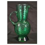 Mermaid Green Glass Pitcher, 10 1/2"h