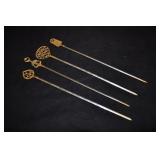 Skewers, Stainless And Brass, Vintage, 17"