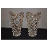 Crystal Vases, Art Deco Style Fan Pattern Crystal Vases, Art Deco Style Fan Pattern