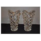 Crystal Vases, Art Deco Style Fan Pattern