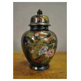 Ginger Jar, Vintage, Black Opalescent Glaze,