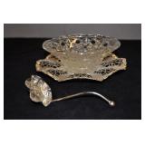 Relish Bowl With Serving Tray And Spoon, Vintage Relish Bowl With Serving Tray And Spoon, Vintage