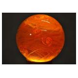 Glass Paperweight, Orange And Gold Swirl Glass Paperweight, Orange And Gold Swirl