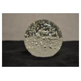Glass Paperweight, Clear, Suspended Bubbles Glass Paperweight, Clear, Suspended Bubbles