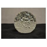 Glass Paperweight, Clear, Suspended Bubbles