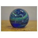 Glass Paperweight, Blue Galaxy Swirl Glass Paperweight, Blue Galaxy Swirl