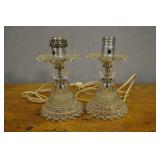 Glass Table Lamp, Vintage, Set Of 2, 6.25" X 4.5"