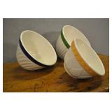 Serving Bowl Set, Blue, Green, Yellow Rim Band