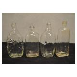 Glass Beverage Bottles, Vintage, 4 Pcs