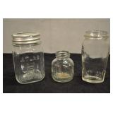 Assorted Vintage Glass Jars, Hazel Atlas, 3 Pcs