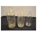 Glass Product Bottles, Vintage, 3 Pcs