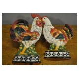 Rooster And Hen Wall Hangers, Ceramic, Vtg