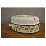 Enamelware Roasting Pan, Strawberry Pattern, Enamelware Roasting Pan, Strawberry Pattern,