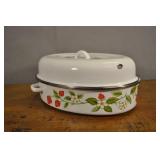 Enamelware Roasting Pan, Strawberry Pattern,