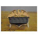 Cast Iron Match Safe, Vintage, Right Facing Eagle