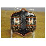 Metal Match Safe, Vintage, Hand Painted, Metal Match Safe, Vintage, Hand Painted,