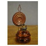 Kerosene Oil Lamp Light, Vintage, Amber Glass,