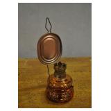 Kerosene Oil Lamp Light, Vintage, Amber Glass,