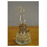 Oil Lamp, Vintage, Clear Glass With Raised Textur