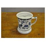 Mustache Mug, Porcelain, Blue & White Floral,