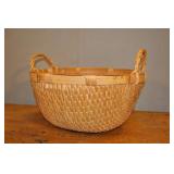 Round Wicker Basket, Double Handles, 18" Dia.