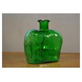 Elephant Bottle, Green Pressed Glass 6 1/2"h X