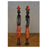 Pair African Folk Art Figurines, 12"h