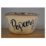 Casey Pottery, Popcorn Bowl, Blue And White Casey Pottery, Popcorn Bowl, Blue And White