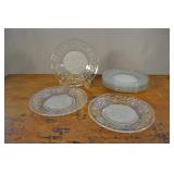 Salad Plates, Etched And Frosted, Ivy Leaf Pattern