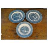 Courier & Ives Dishware, Blue And White, 3 Pcs