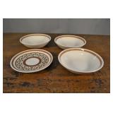 U S A Pottery Earthenware, Desert Bowls & Plate U S A Pottery Earthenware, Desert Bowls & Plate