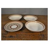 U S A Pottery Earthenware, Desert Bowls & Plate