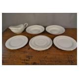Dishware, Silver Trim Accent, Plates, Gravy, Dishware, Silver Trim Accent, Plates, Gravy,