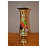 American Afghanistan Brass Vase, Hand Painted,