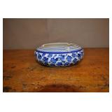 Porcelain Ashtray, Vintage, Blue And White Floral Porcelain Ashtray, Vintage, Blue And White Floral