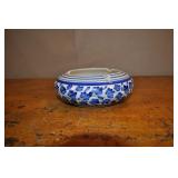 Porcelain Ashtray, Vintage, Blue And White Floral