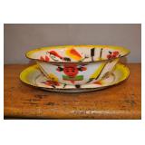 Enamelware Party Platter & Bowl Set, Vintage