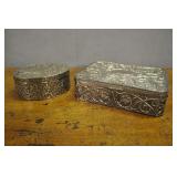 Pair Jewelry Boxes, Silver Accented Metal,