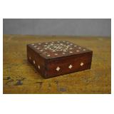 Wooden Inlaid Trinket Box, 4" X 4"